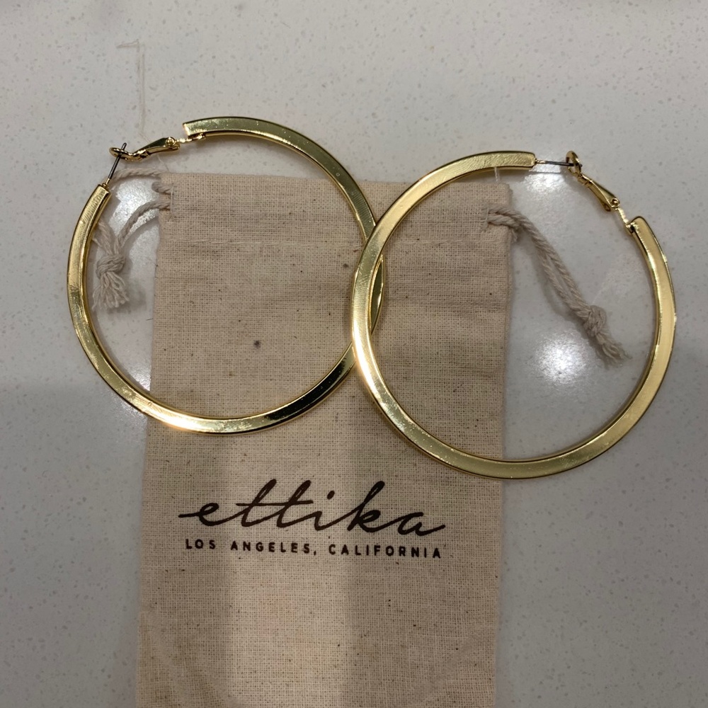 Ettika large gold tone hoop earrings